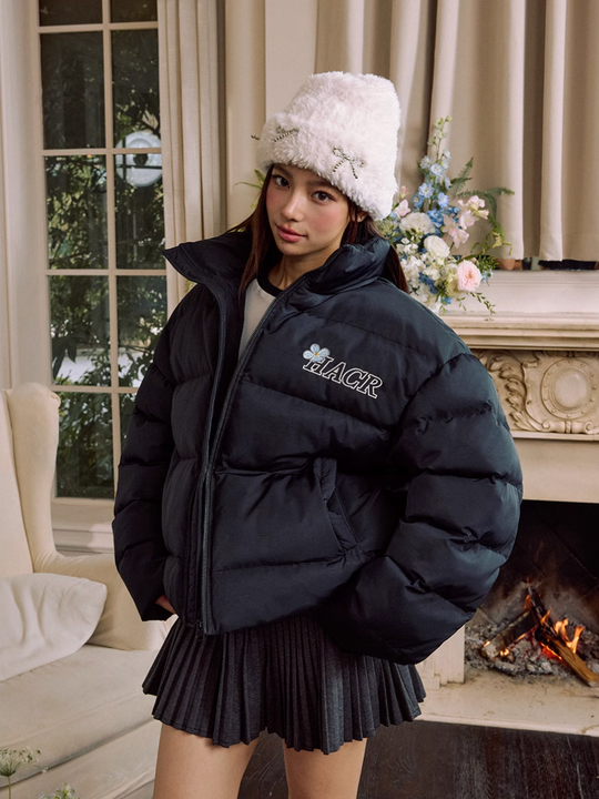 Harsh and Cruel Flowers Embroidery Puffer Jacket | Face 3 Face