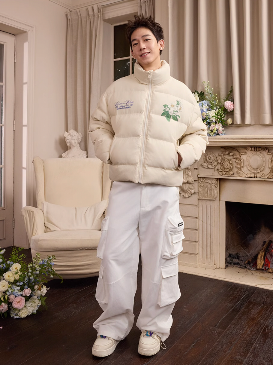 Harsh and Cruel Botanical Floral Digital Print Puffer Jacket | Face 3 Face