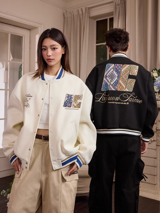 Harsh and Cruel Ethnic Pattern Patch Embroidered Varsity Jacket | Face 3 Face