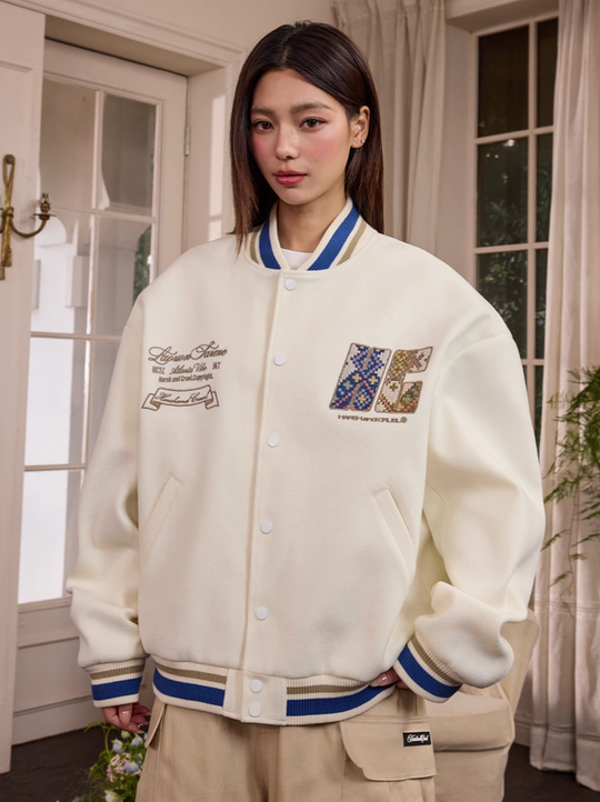 Harsh and Cruel Ethnic Pattern Patch Embroidered Varsity Jacket | Face 3 Face
