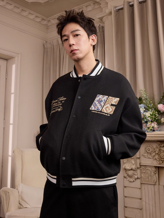 Harsh and Cruel Ethnic Pattern Patch Embroidered Varsity Jacket | Face 3 Face