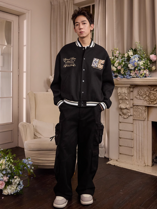 Harsh and Cruel Ethnic Pattern Patch Embroidered Varsity Jacket | Face 3 Face