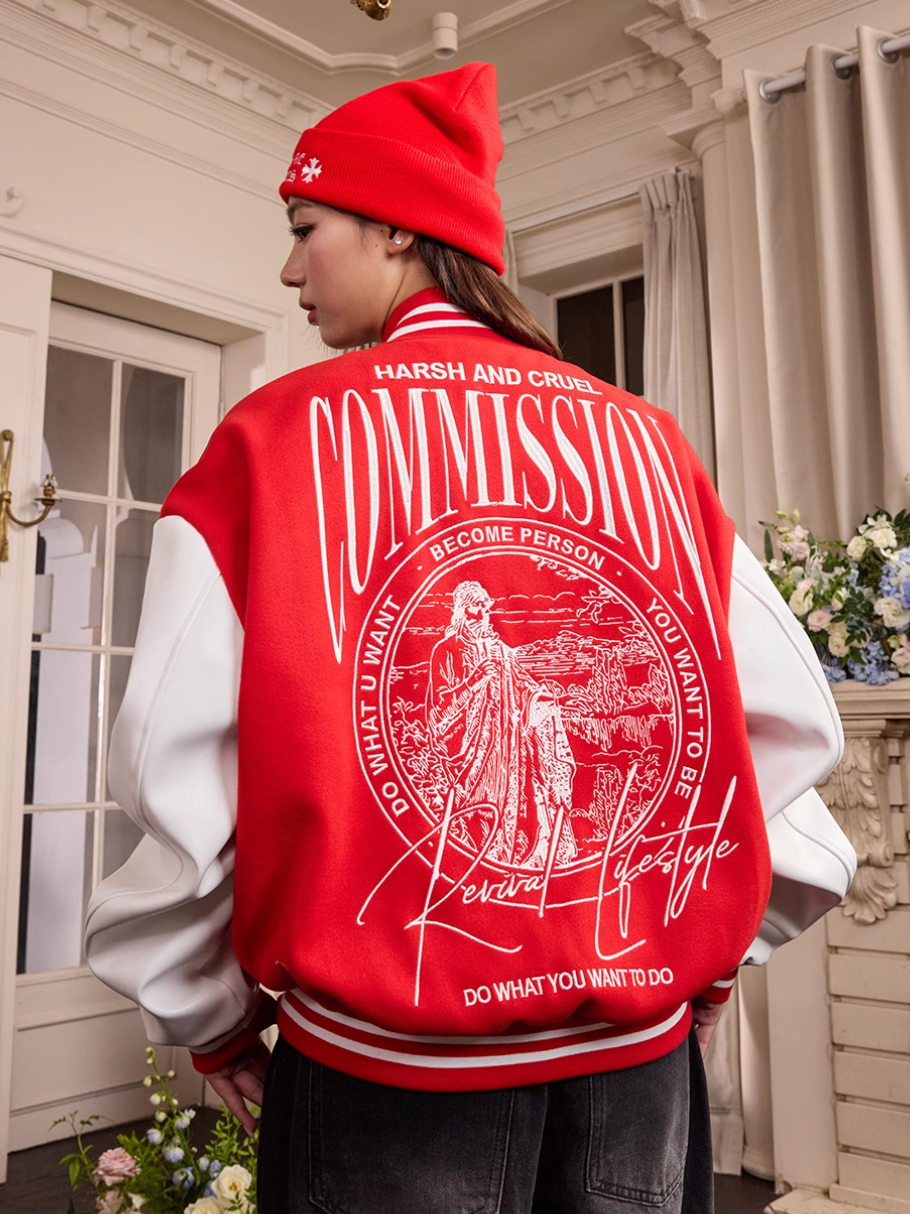 Harsh and Cruel Commission Embroidered Varsity Jacket | Face 3 Face