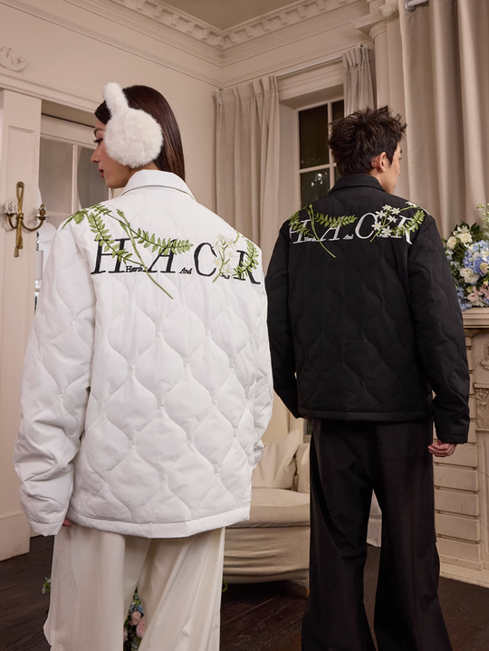 Harsh and Cruel Floral Wreath Embroidery Puffer Quilted Jacket | Face 3 Face
