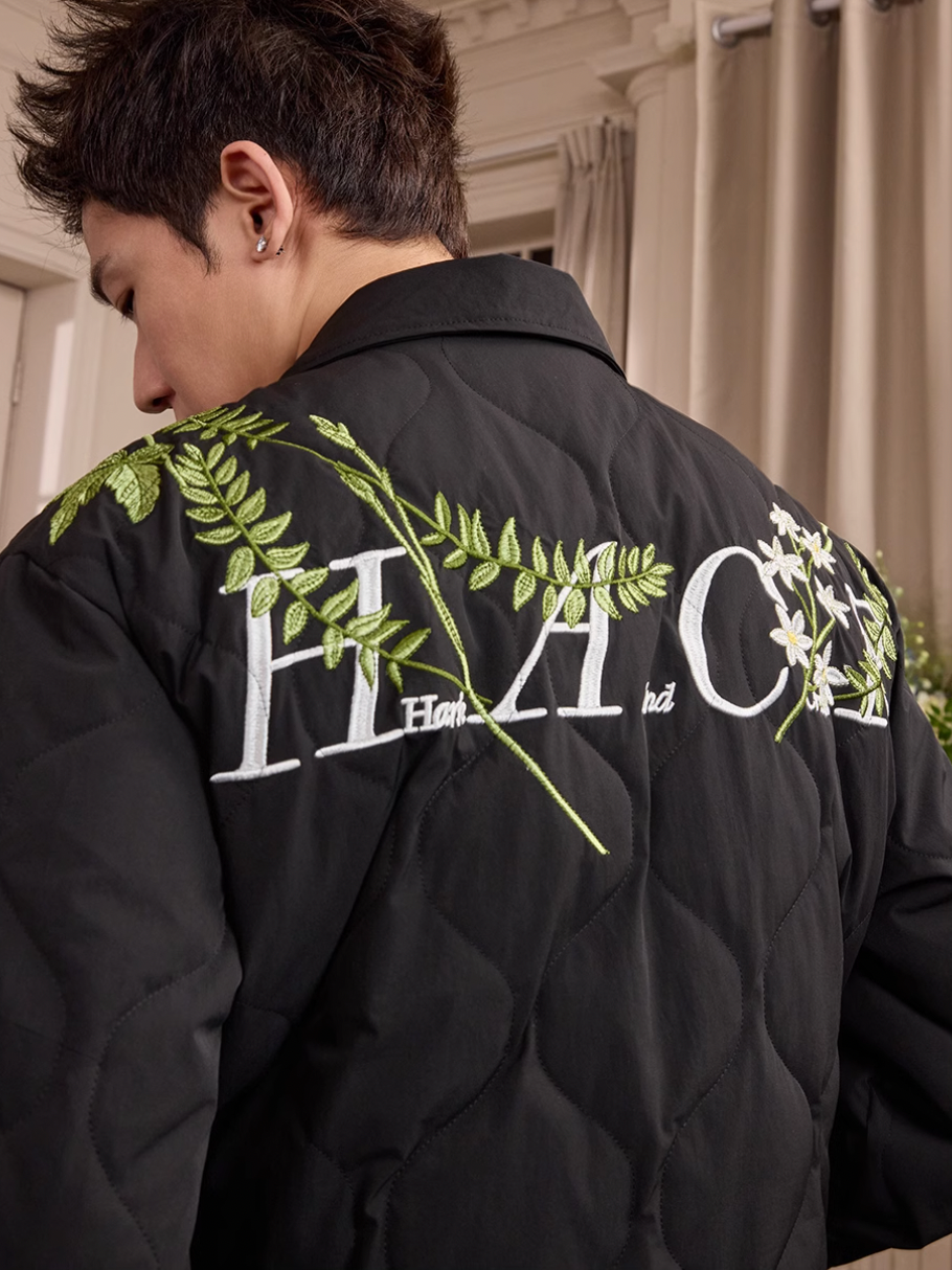 Harsh and Cruel Floral Wreath Embroidery Puffer Quilted Jacket | Face 3 Face