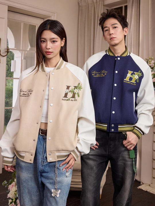 Harsh and Cruel Floral Full Embroidery Varsity Jacket | Face 3 Face
