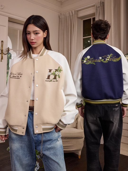 Harsh and Cruel Floral Full Embroidery Varsity Jacket | Face 3 Face