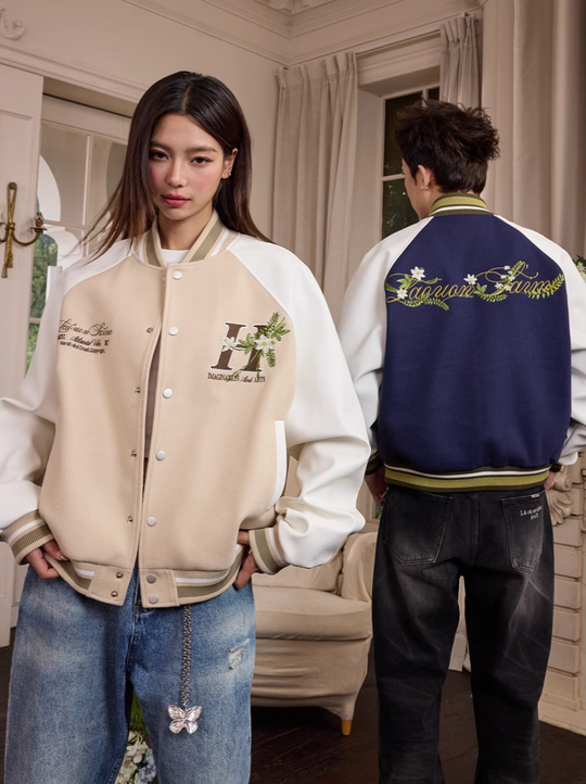 Harsh and Cruel Floral Full Embroidery Varsity Jacket | Face 3 Face