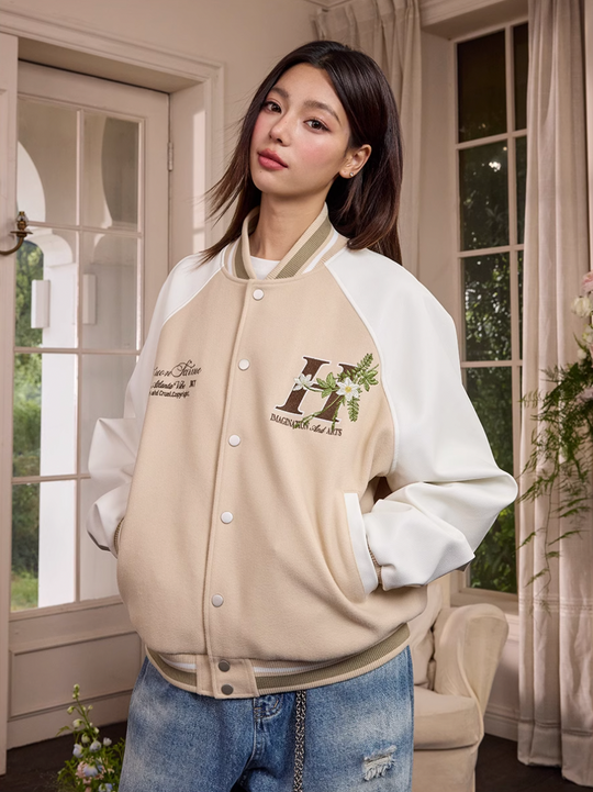 Harsh and Cruel Floral Full Embroidery Varsity Jacket | Face 3 Face