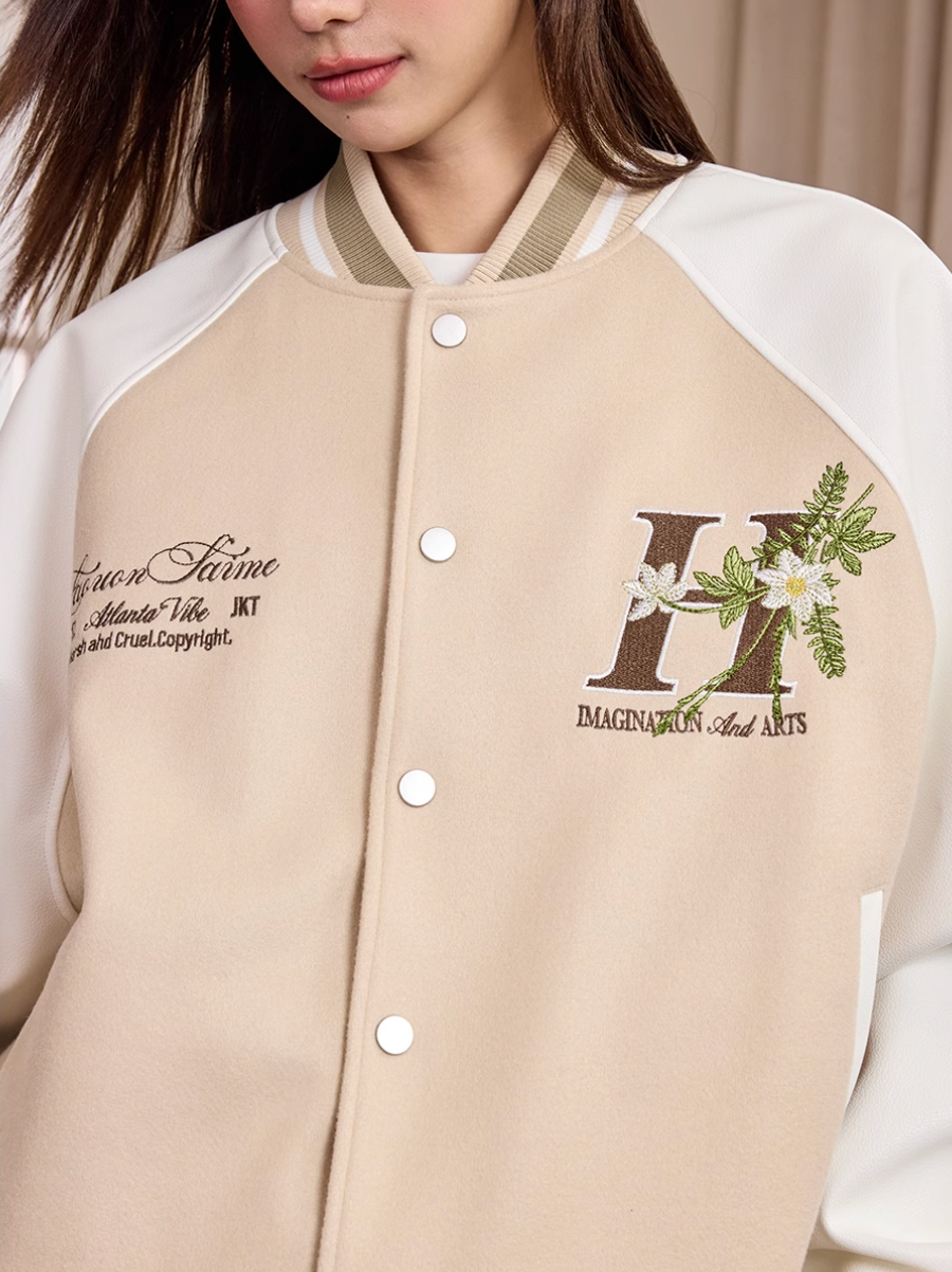 Harsh and Cruel Floral Full Embroidery Varsity Jacket | Face 3 Face