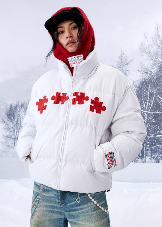 YADcrew 3D Embroidered Puzzle Spiderweb Down Jacket | Face 3 Face