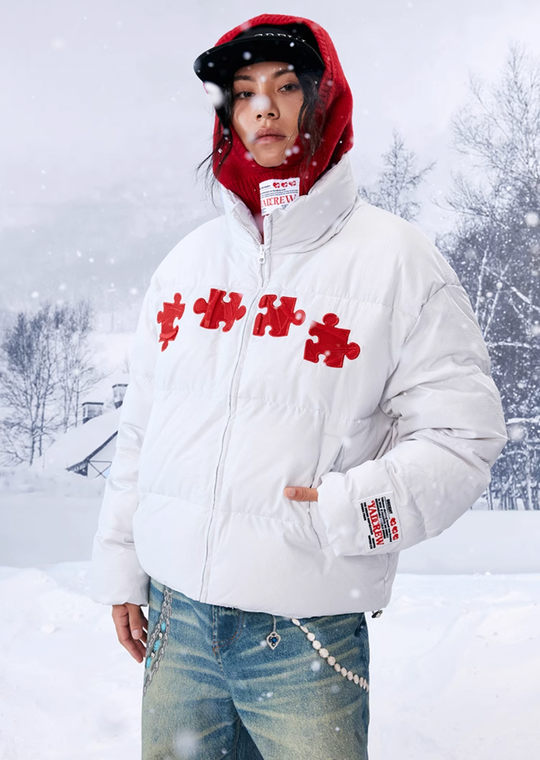 YADcrew 3D Embroidered Puzzle Spiderweb Down Jacket | Face 3 Face