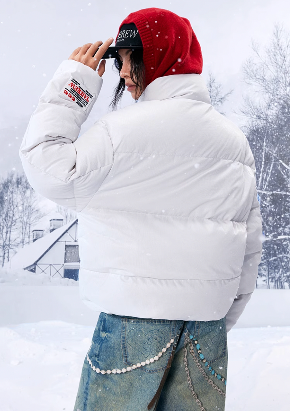 YADcrew 3D Embroidered Puzzle Spiderweb Down Jacket | Face 3 Face