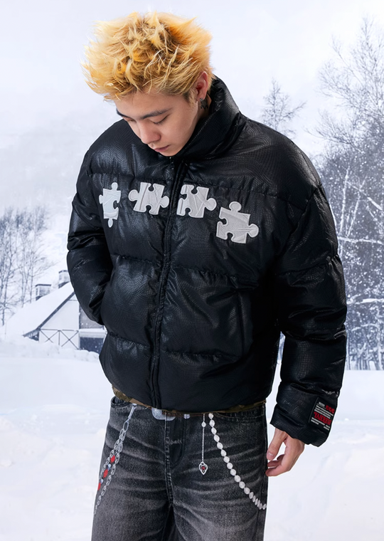 YADcrew 3D Embroidered Puzzle Spiderweb Down Jacket | Face 3 Face