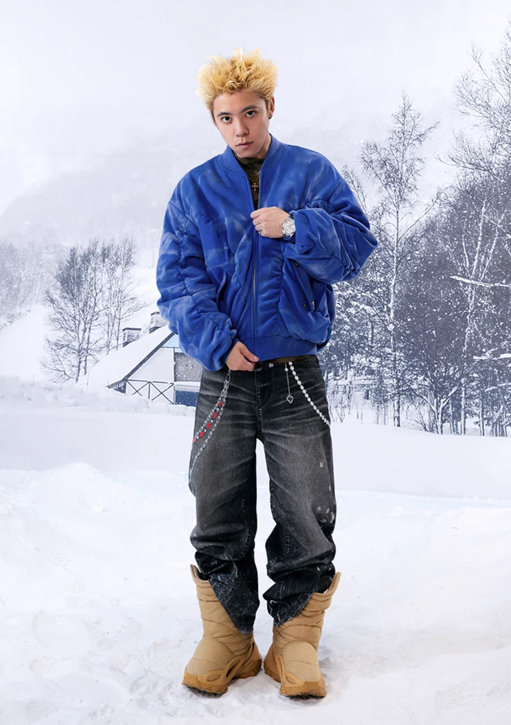 YADcrew Heavy Washed Distressed Sprayed Bomber Jacket | Face 3 Face