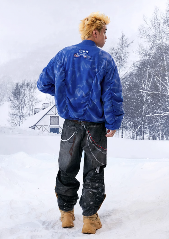 YADcrew Heavy Washed Distressed Sprayed Bomber Jacket | Face 3 Face