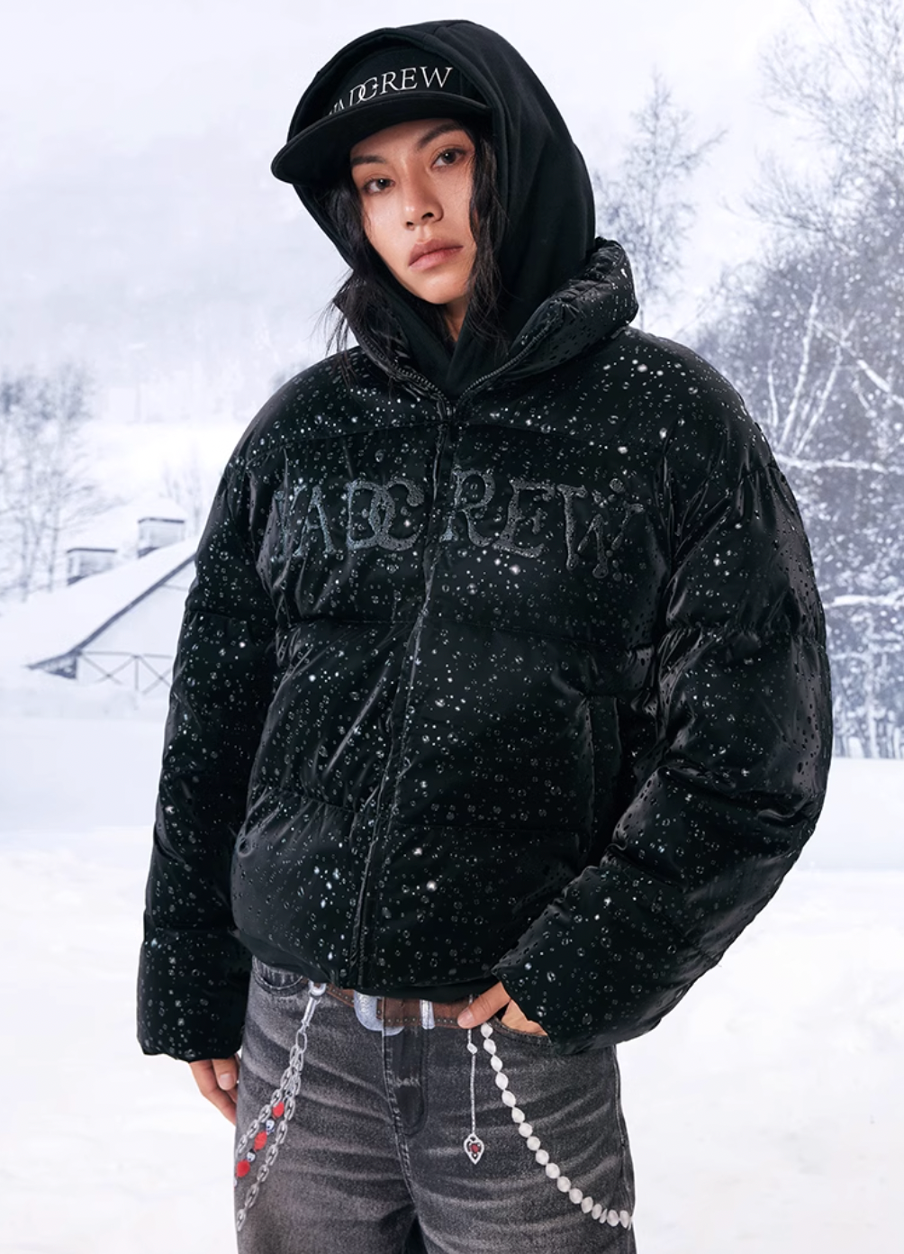 YADcrew 3D Water Bead Texture Puffer Jacket | Face 3 Face