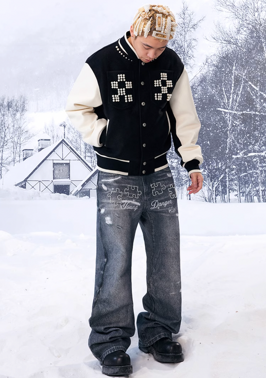 YADcrew Pearl Checkerboard Varsity Jacket | Face 3 Face