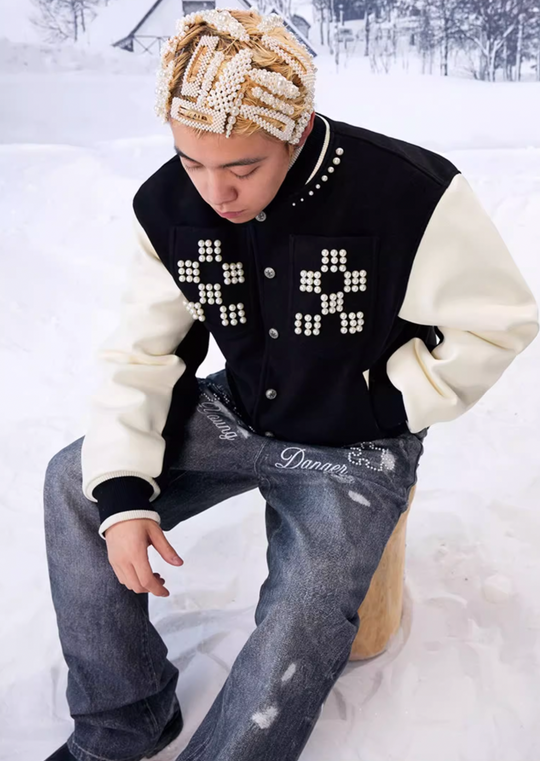 YADcrew Pearl Checkerboard Varsity Jacket | Face 3 Face