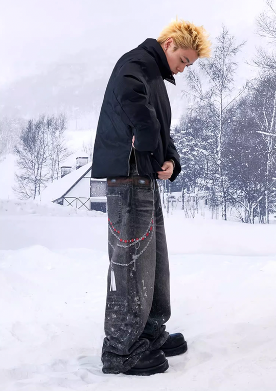 YADcrew Ice Crack Half High Neck Puffer Jacket | Face 3 Face