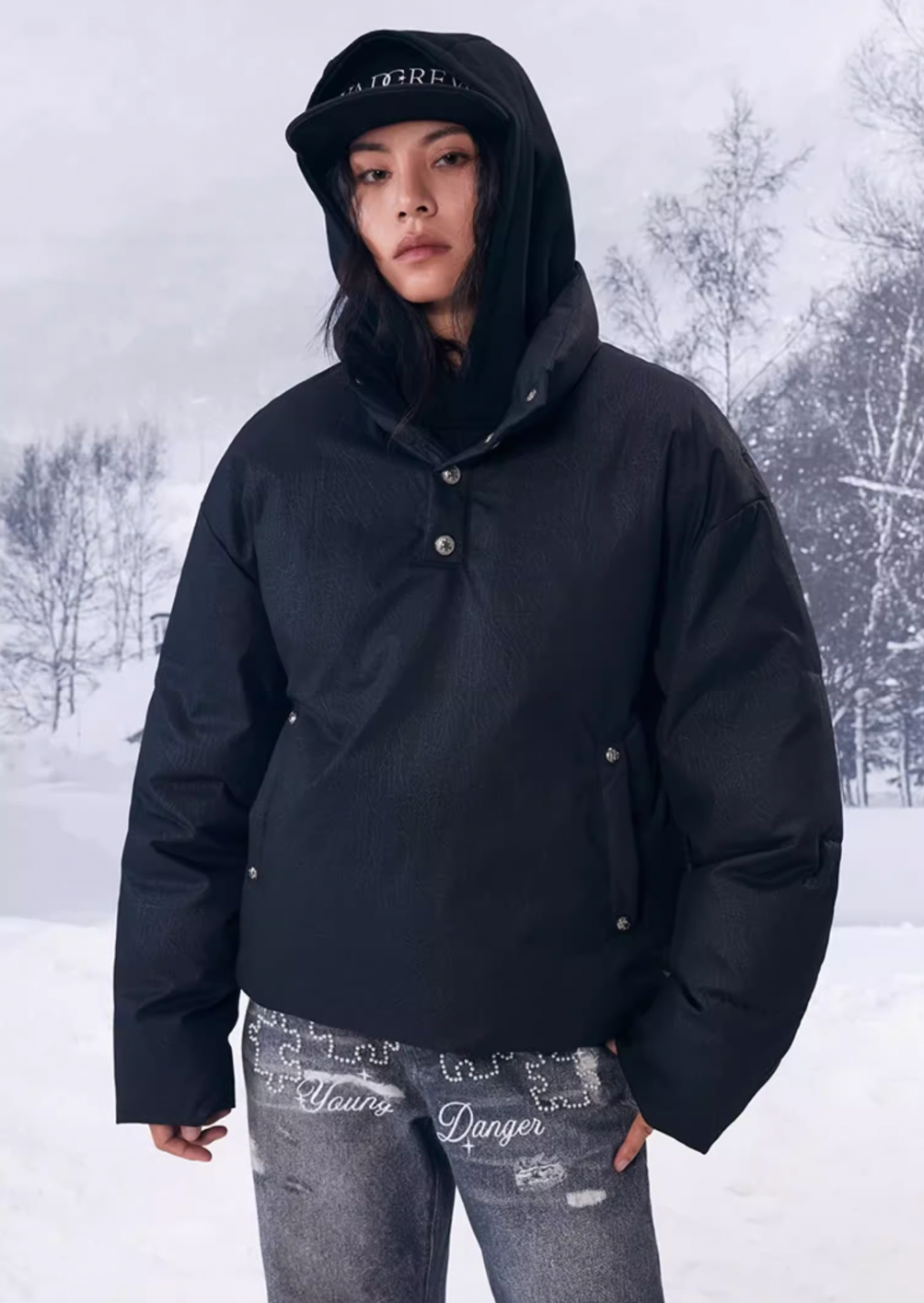 YADcrew Ice Crack Half High Neck Puffer Jacket | Face 3 Face