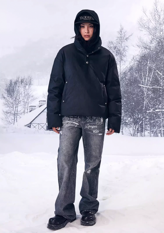 YADcrew Ice Crack Half High Neck Puffer Jacket | Face 3 Face