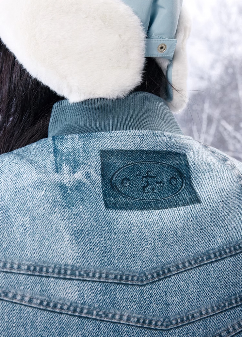 YADcrew Denim Printed Varsity Jacket | Face 3 Face