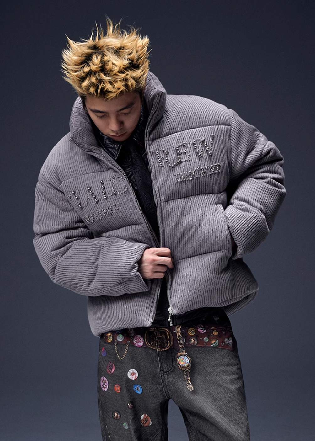 YADcrew Metal Pearl Knit Puffer Jacket | Face 3 Face
