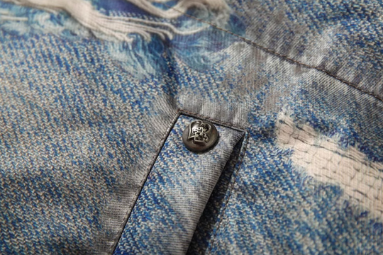 YADcrew Ragged Oil Denim Printed Down Jacket | Face 3 Face