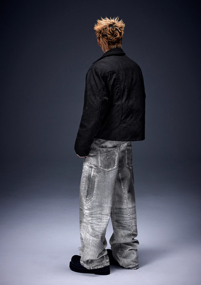 YADcrew X-ray Printed Double Knee Baggy Jeans | Face 3 Face