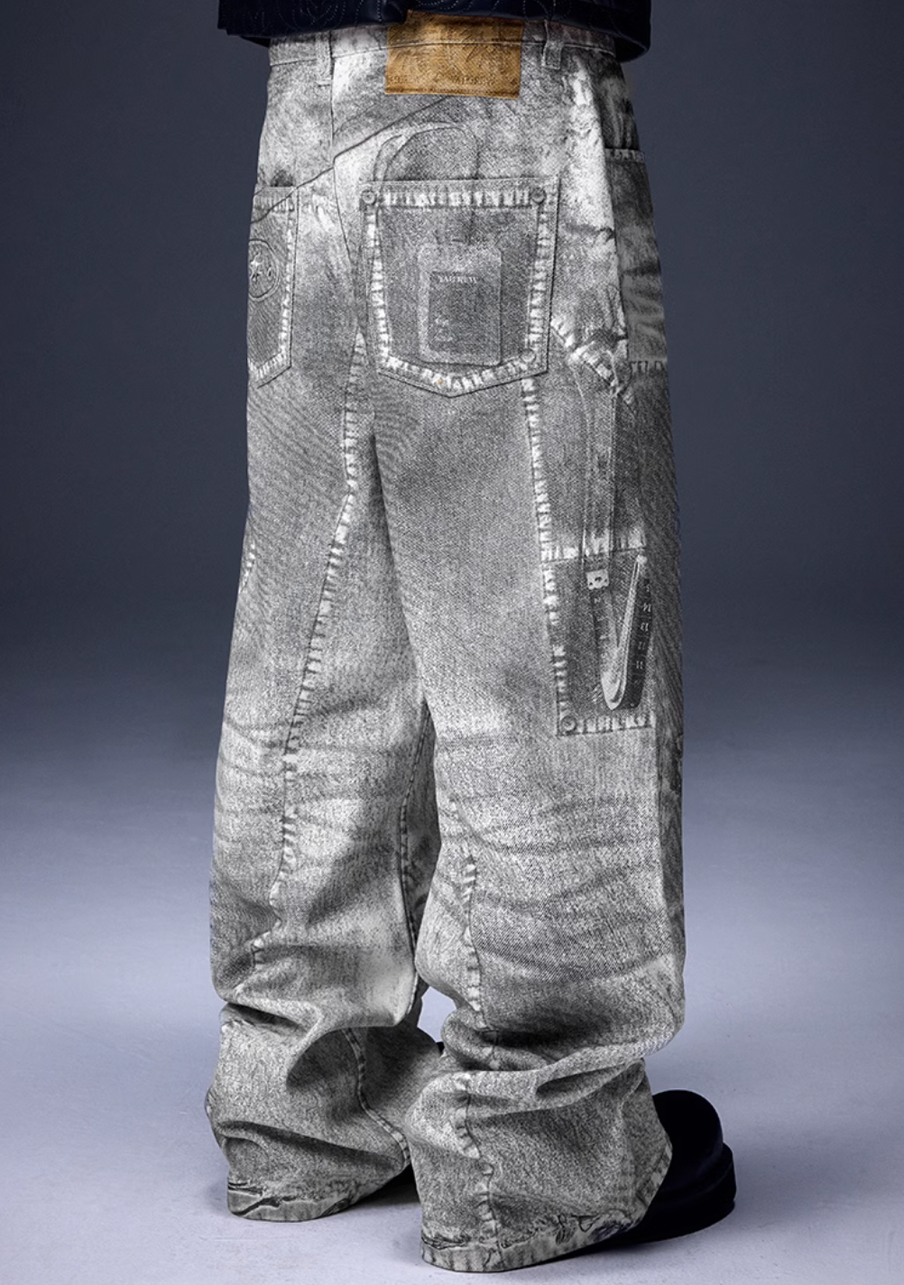 YADcrew X-ray Printed Double Knee Baggy Jeans | Face 3 Face