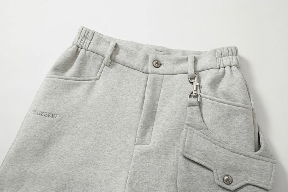 YADcrew Removable Belt Bag Folded Pleated Sweatpants | Face 3 Face