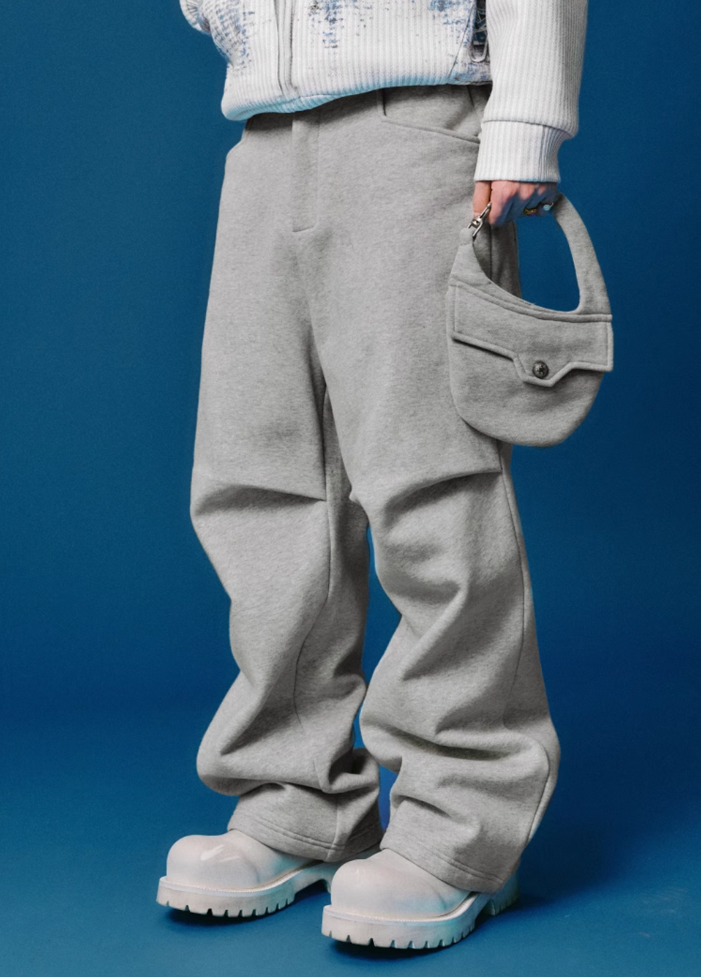 YADcrew Removable Belt Bag Folded Pleated Sweatpants | Face 3 Face