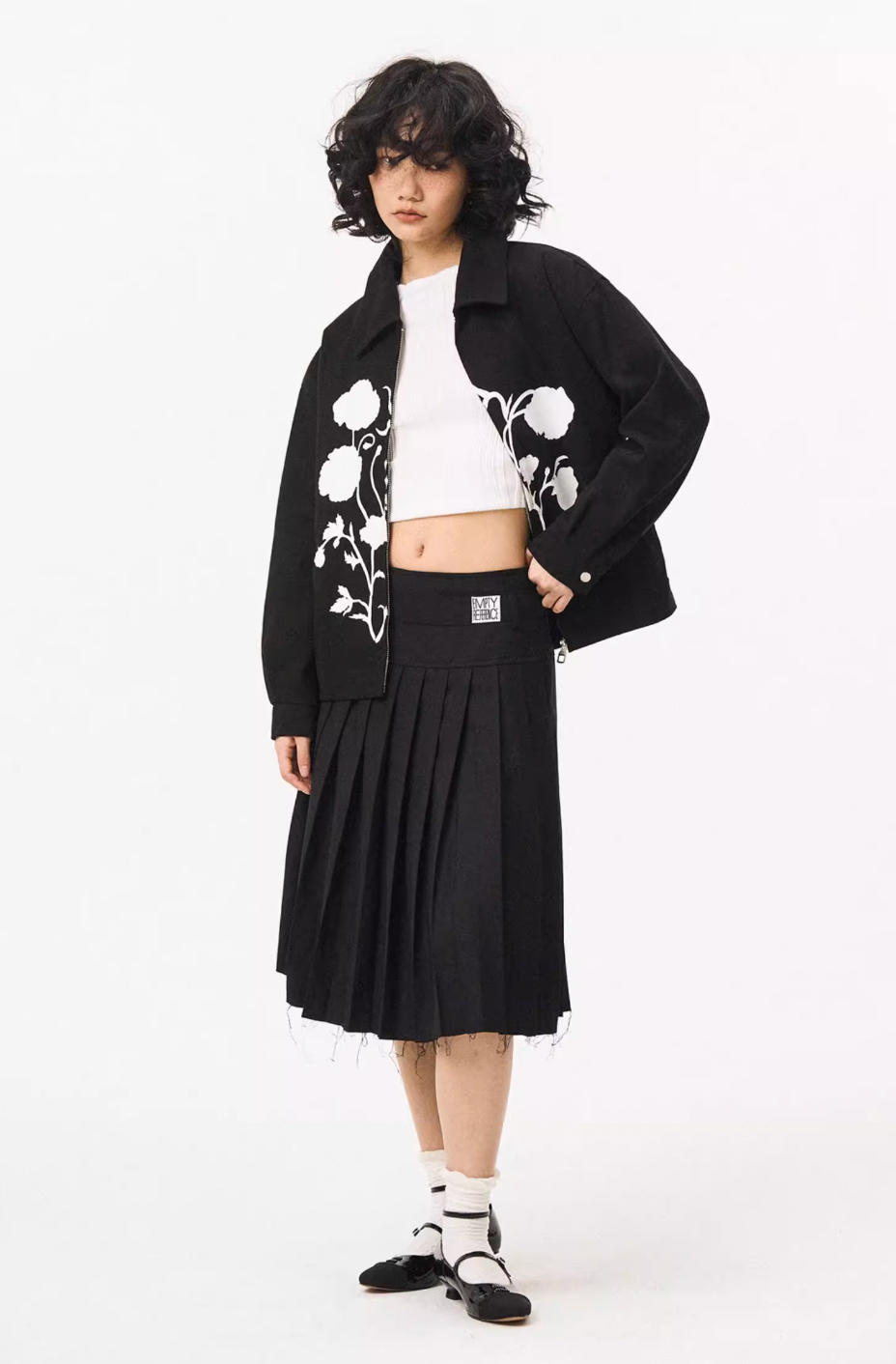 EMPTY REFERENCE Silk Print White Floral Swing Jacket | Face 3 Face