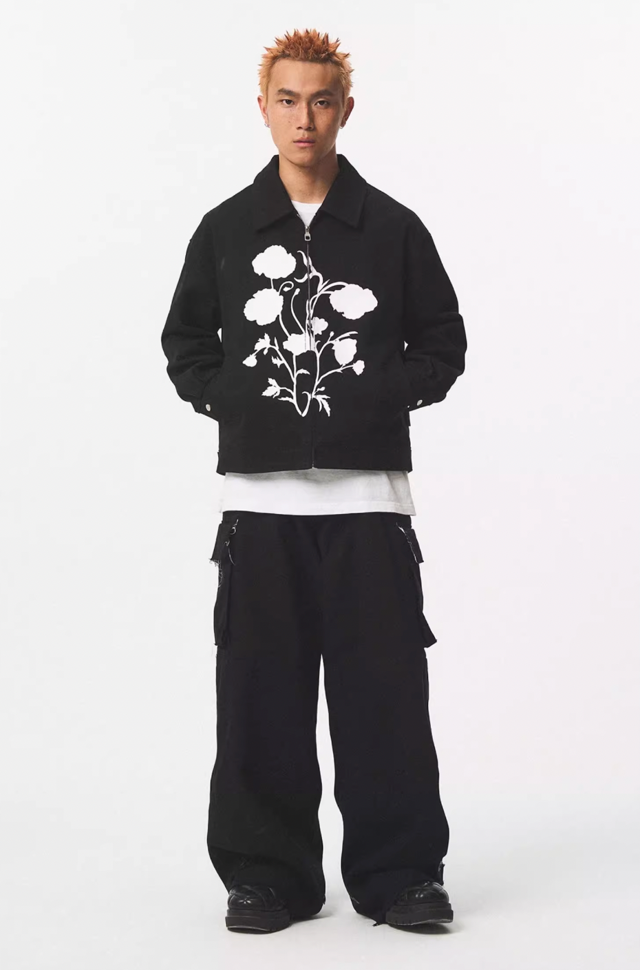 EMPTY REFERENCE Silk Print White Floral Swing Jacket | Face 3 Face