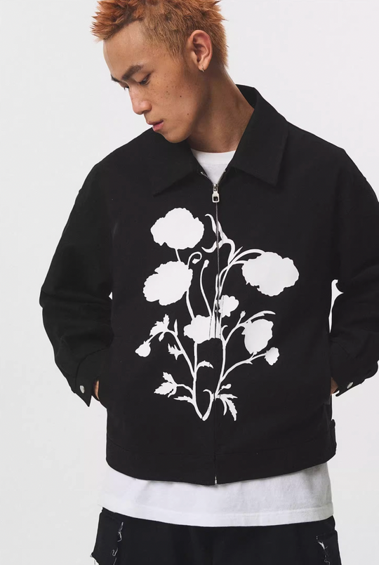 EMPTY REFERENCE Silk Print White Floral Swing Jacket | Face 3 Face