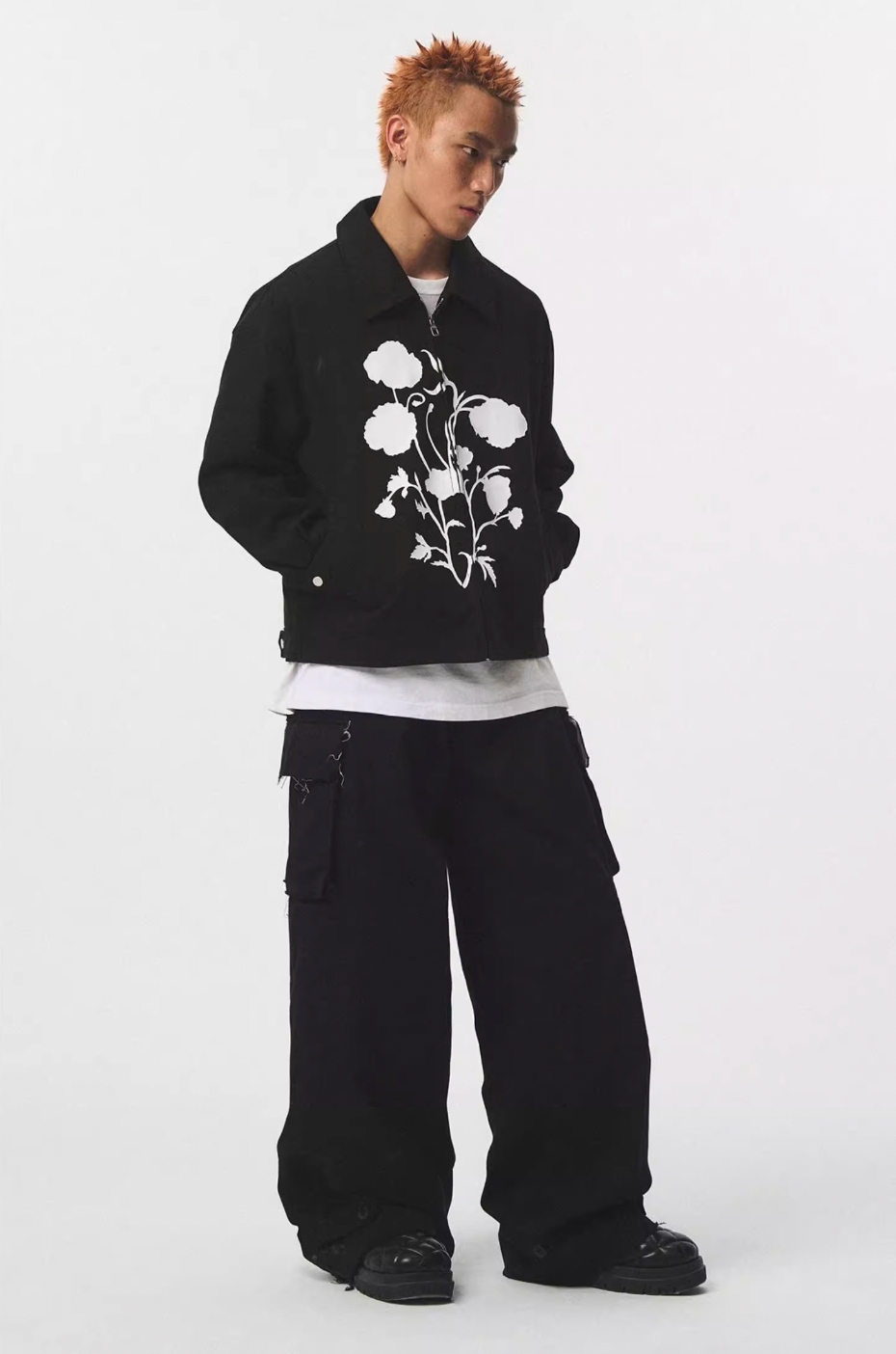 EMPTY REFERENCE Silk Print White Floral Swing Jacket | Face 3 Face