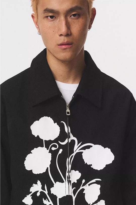 EMPTY REFERENCE Silk Print White Floral Swing Jacket | Face 3 Face