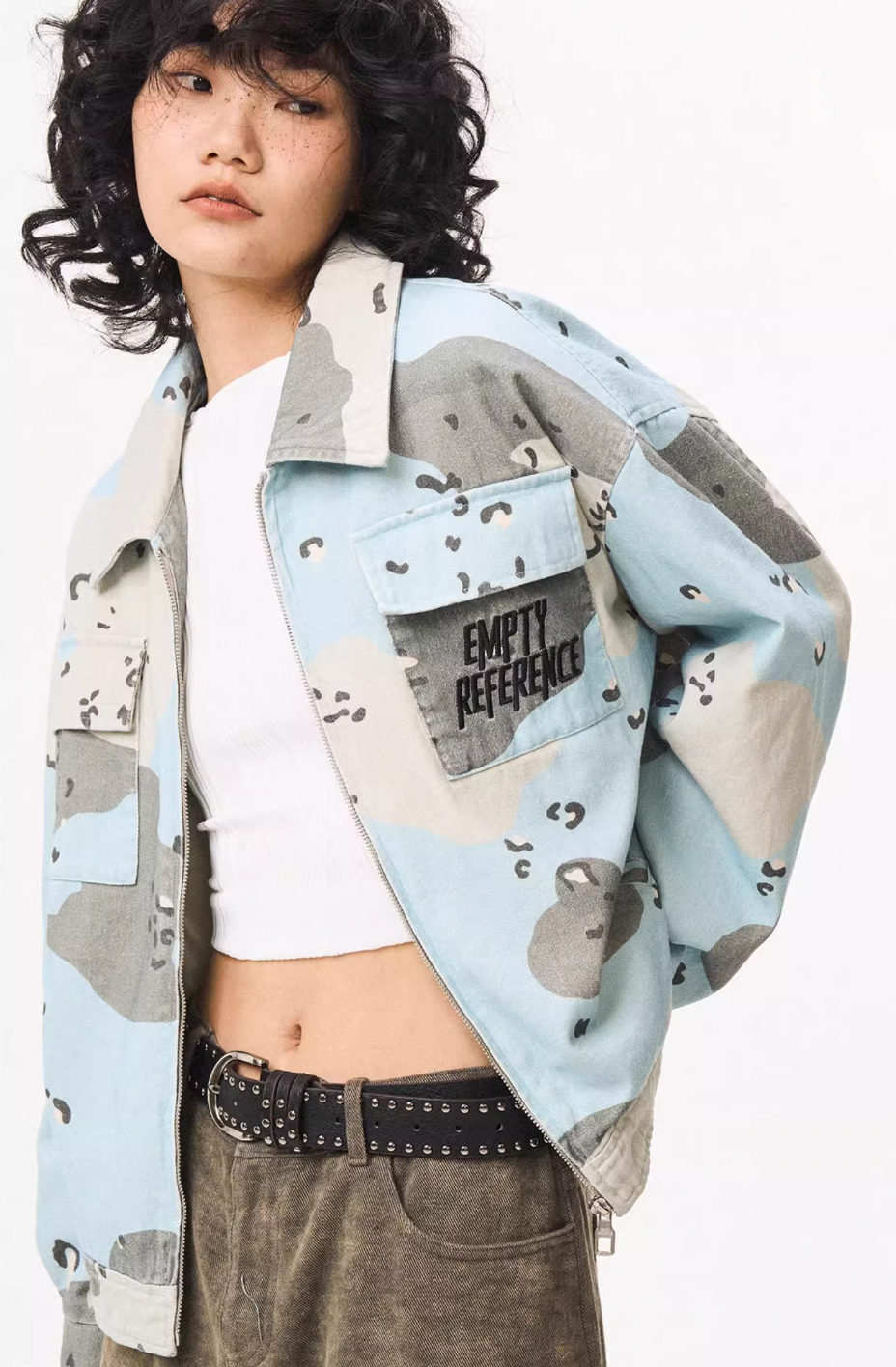 EMPTY REFERENCE Blue Camouflage Pockets Work Jacket | Face 3 Face