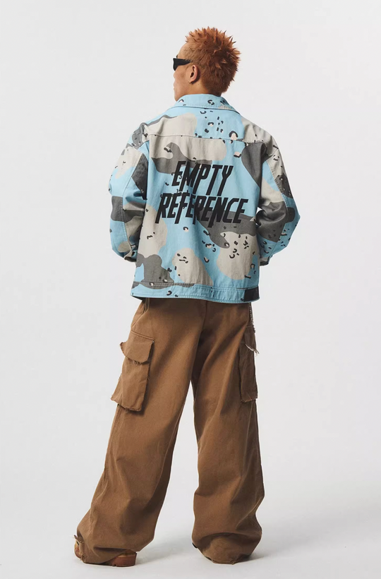 EMPTY REFERENCE Blue Camouflage Pockets Work Jacket | Face 3 Face