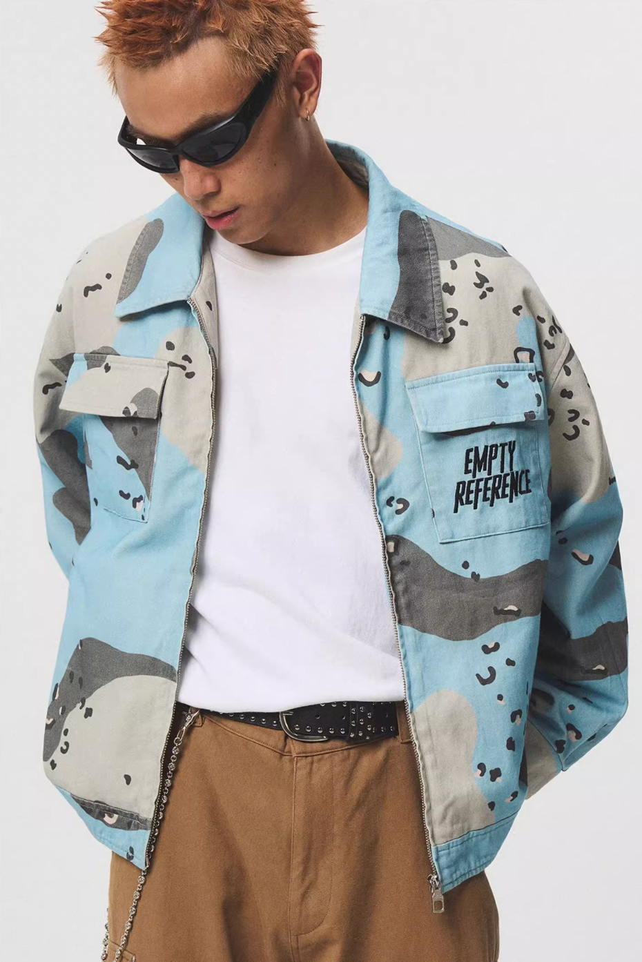 EMPTY REFERENCE Blue Camouflage Pockets Work Jacket | Face 3 Face