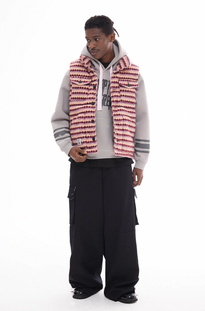 EMPTY REFERENCE Tweed Striped Puffer Vest | Face 3 Face