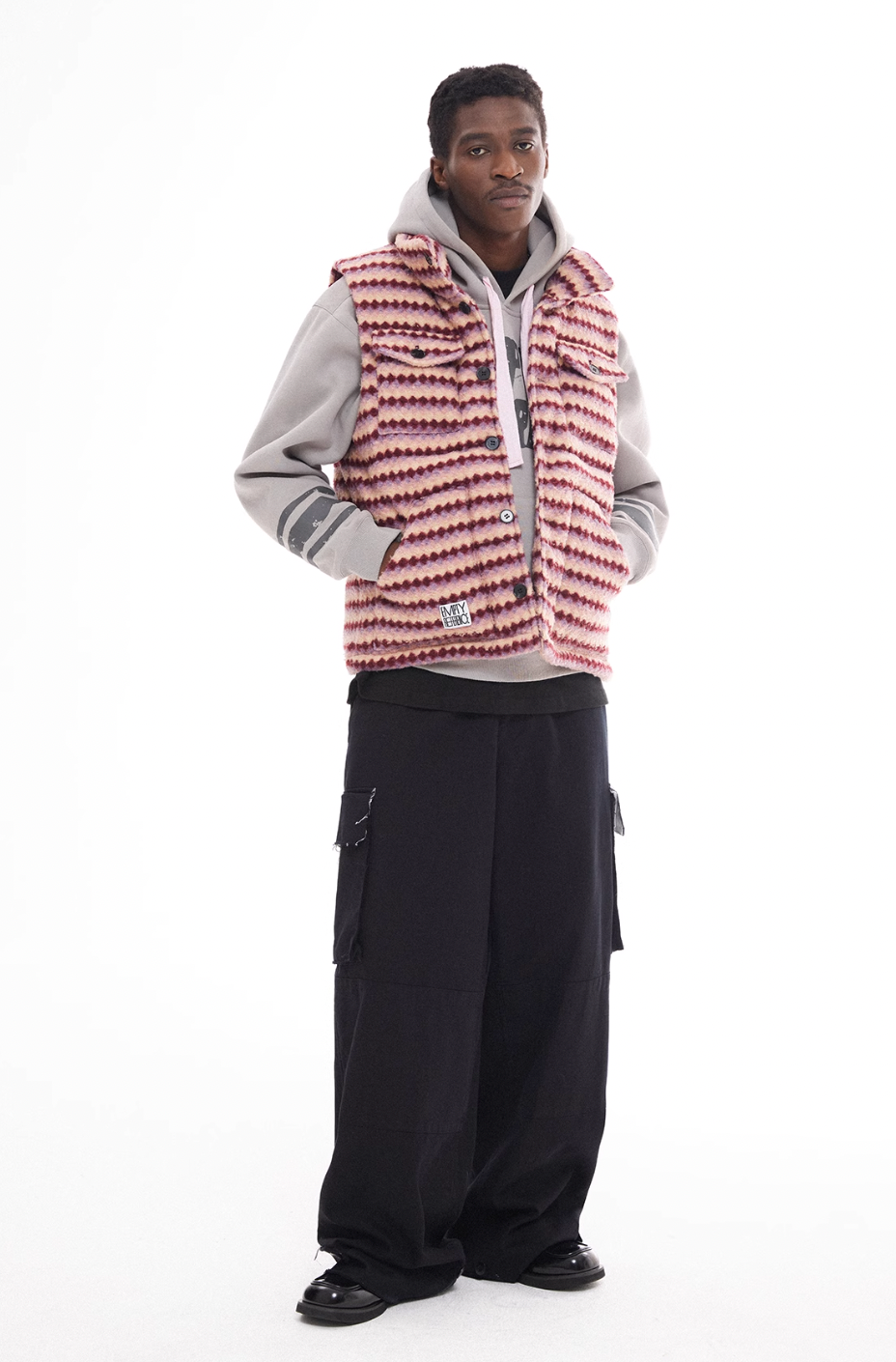 EMPTY REFERENCE Tweed Striped Puffer Vest | Face 3 Face