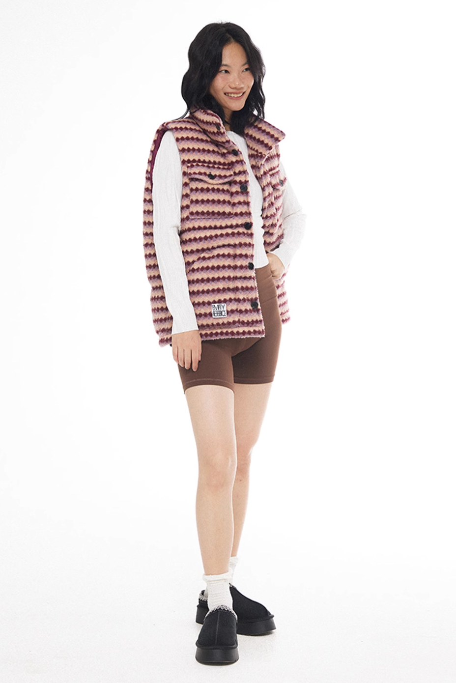 EMPTY REFERENCE Tweed Striped Puffer Vest | Face 3 Face