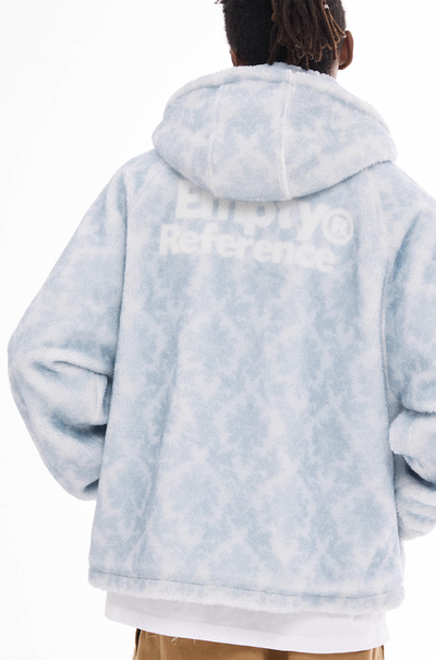 EMPTY REFERENCE Logo Printed Fleece Hood Jacket | Face 3 Face