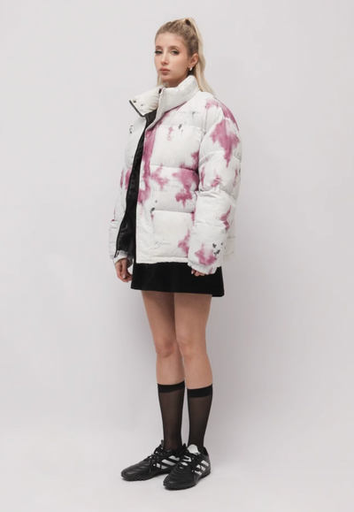 EMPTY REFERENCE Watercolor Poetry Printed Puffer Jacket | Face 3 Face