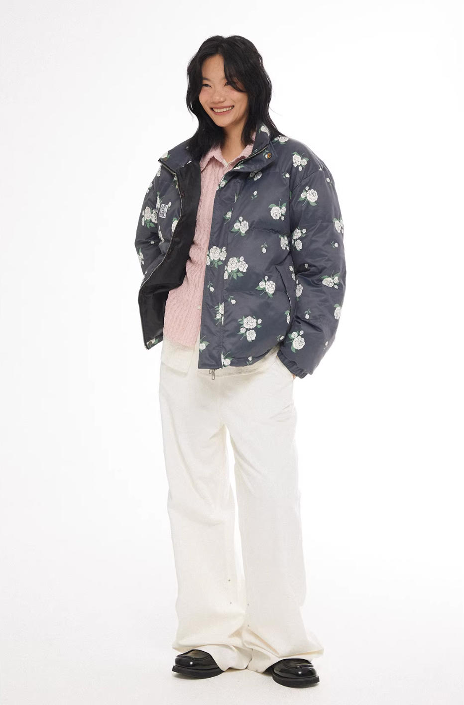 EMPTY REFERENCE Floral Printed Down Jacket | Face 3 Face