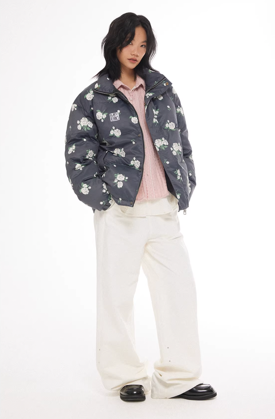 EMPTY REFERENCE Floral Printed Down Jacket | Face 3 Face