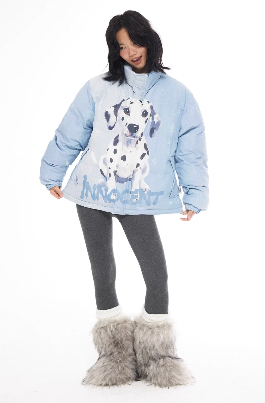 EMPTY REFERENCE Dalmatian Print Down Jacket | Face 3 Face