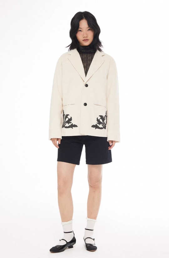 EMPTY REFERENCE Flower Print Corduroy Suit Jacket | Face 3 Face